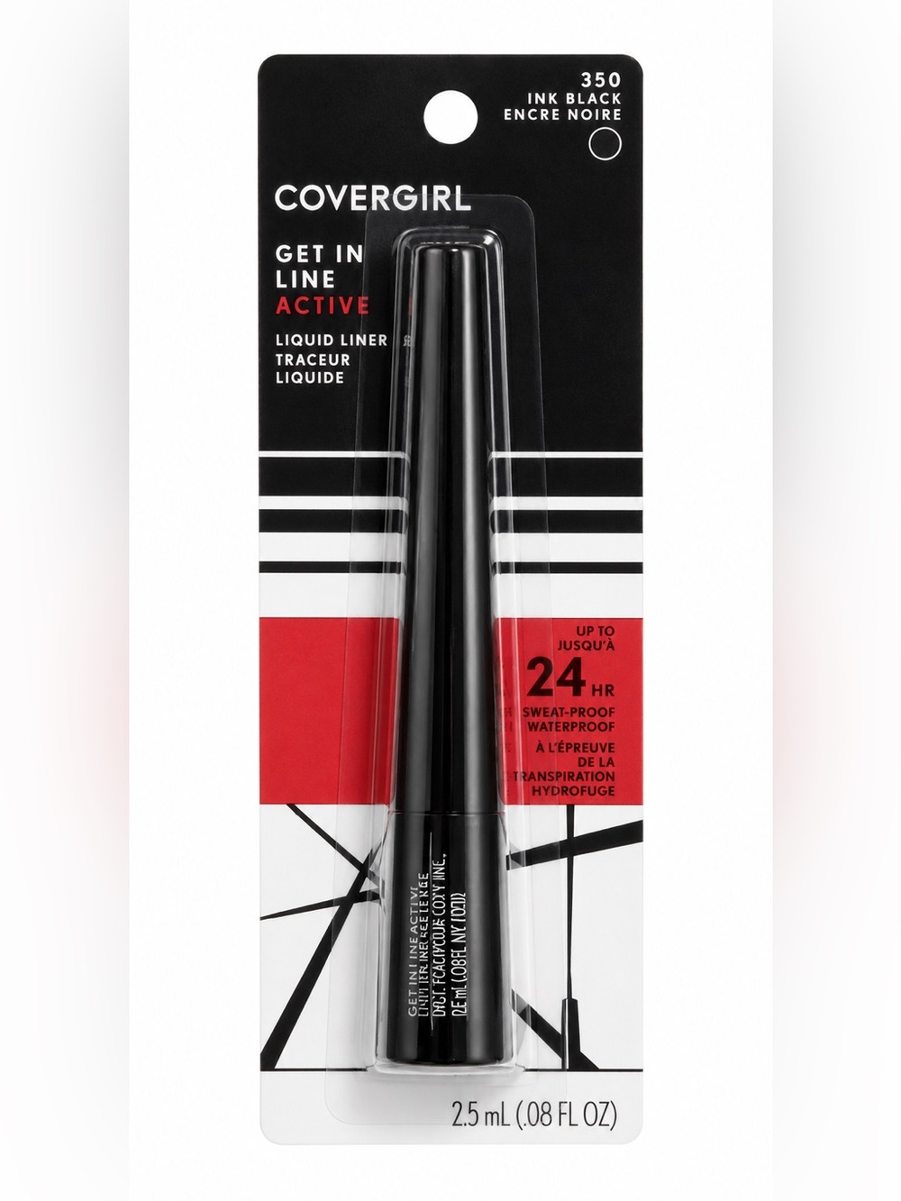CoverGirl Get In Line Active Liquid Liner 350 Ink Black Waterproof New Sealed